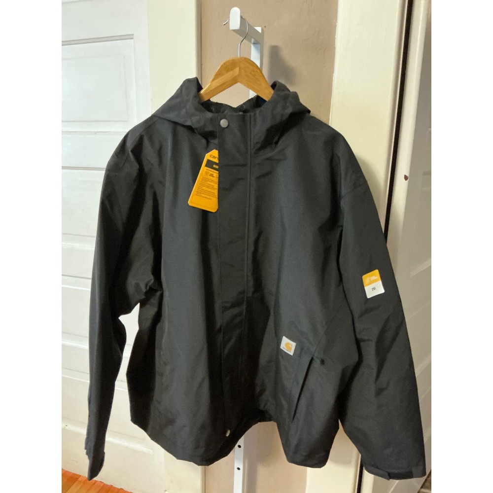 Carhartt Bayou Jacket Mens 2XL Black Storm Defender Waterproof Hooded OJ6434-M - Picture 2 of 16